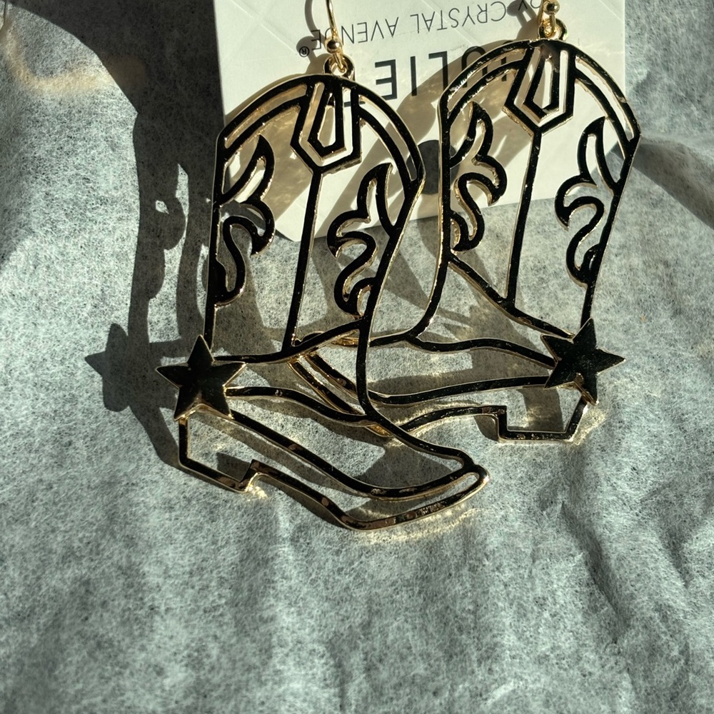 Gold Cowboy Boot Earrings